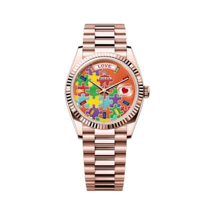 Rolex Day Date 36 128235-0063 Rose Gold Emoji Puzzle Dial | Luxury Souq