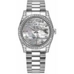 Rolex Day-Date 36 White Gold White Mother Of Pearl Diamond Dial Men'S Watch - Luxury Souq