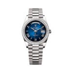 Rolex Day-Date 40 228349RBR-0045 White Gold Diamond-set Bezel President Bracelet 40mm Blue Ombré Dial Unisex Watch