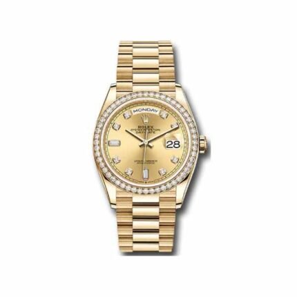 Rolex Day-Date Diamond Bezel 36Mm 18Kt Yellow Gold Men'S Watch - Luxury Souq
